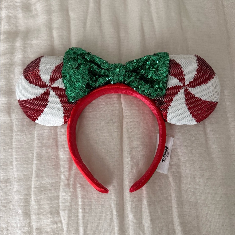 Disney Christmas Candy Cane Minnie Ears Headband